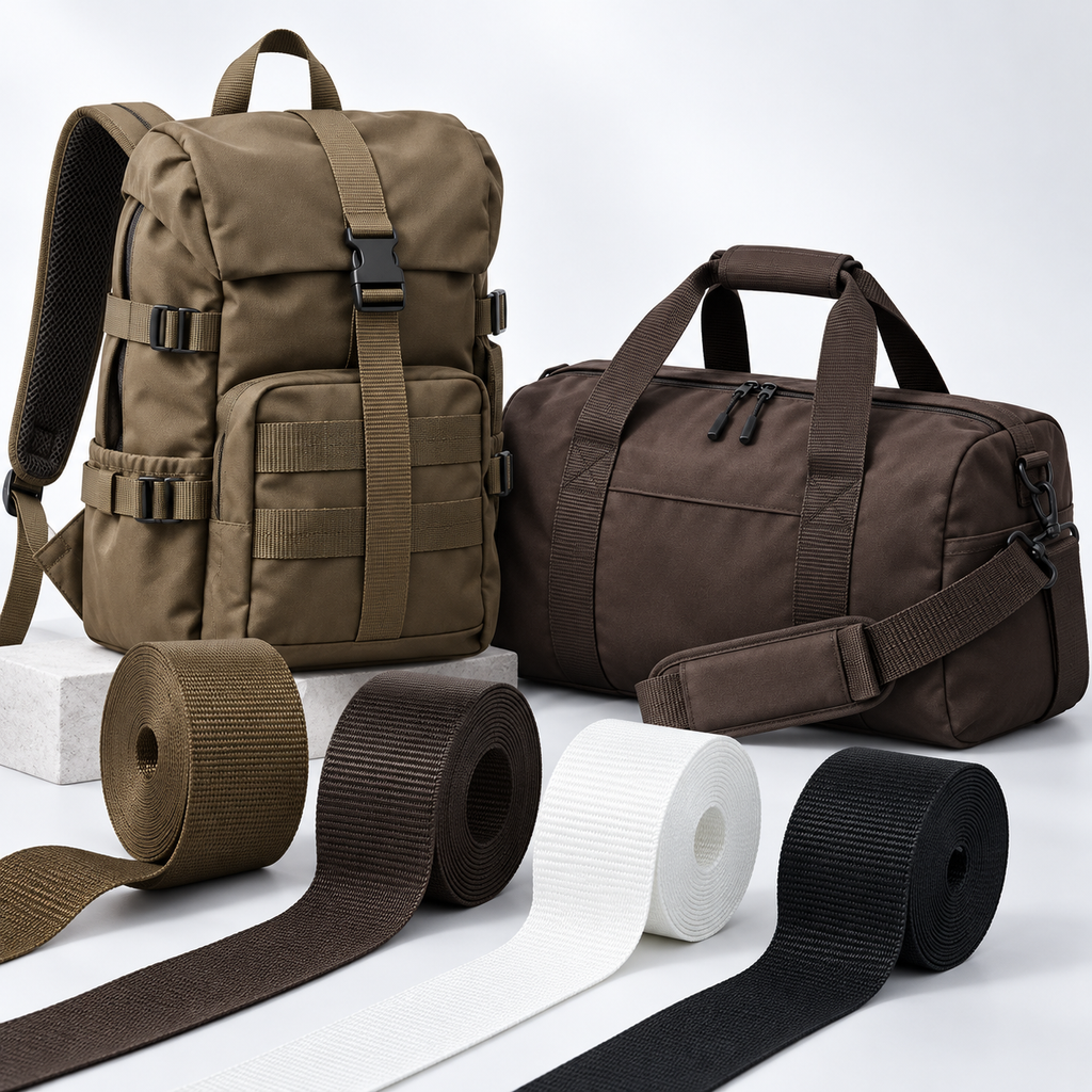 Webbing application illustration for bags