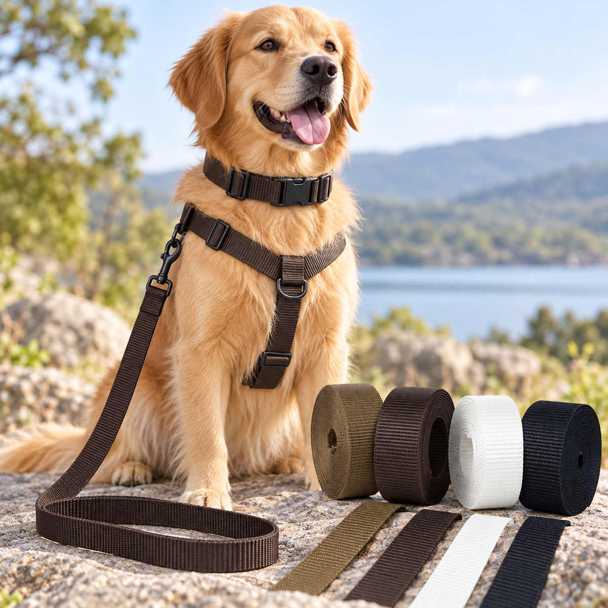 Webbing application illustration for pet accessories